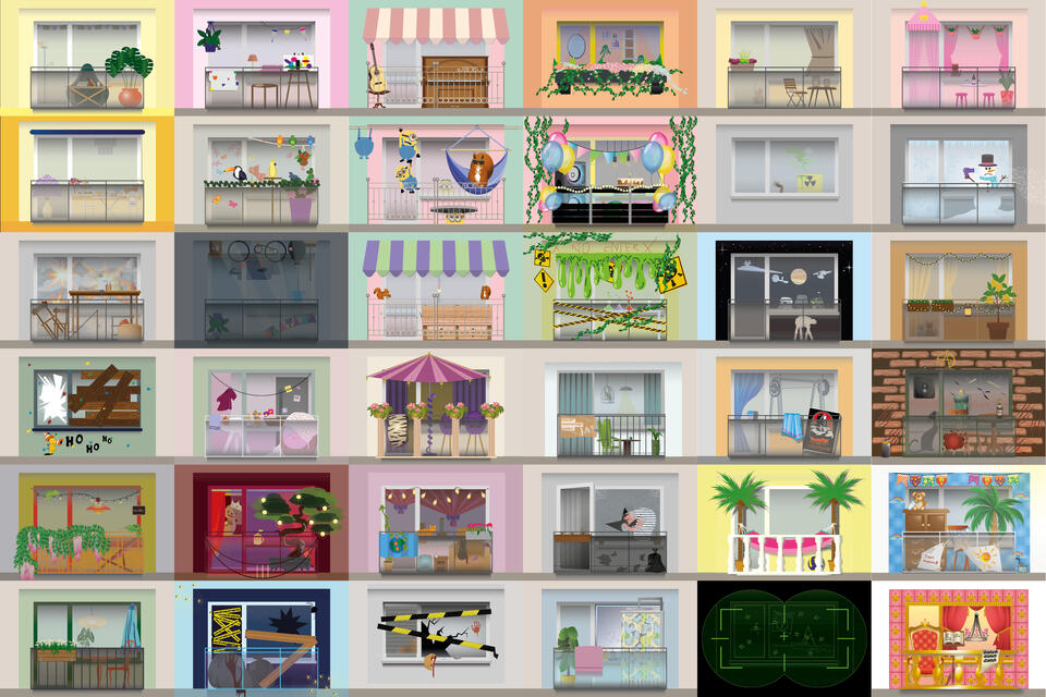 «Alles Fassade», Vektorgrafik, Grafisches Gestalten, 2ef GK & 3h KI, Erhardt, Mehta & Weick, FMS Basel, 2025